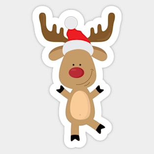 Dancing Rudolph Red Nosed Reindeer Merry Christmas Sticker